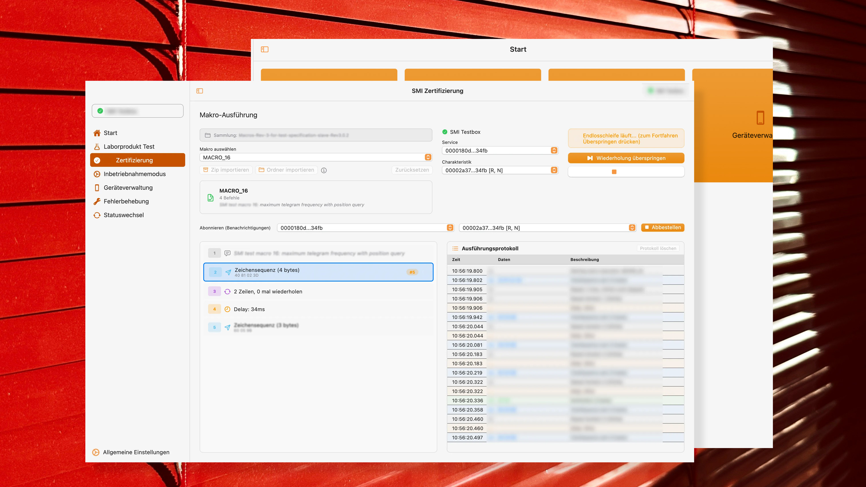 SMI Testsoftware: Zertifizierung über BLE — Detail 2